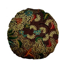 Colorful The Beautiful Of Art Indonesian Batik Pattern Standard 15  Premium Round Cushions