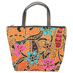 Colorful The Beautiful Of Art Indonesian Batik Pattern(1) Bucket Bags by BangZart