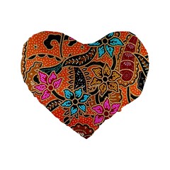 Colorful The Beautiful Of Art Indonesian Batik Pattern(1) Standard 16  Premium Heart Shape Cushions