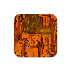 Circuit Board Pattern Rubber Coaster (square)  by BangZart