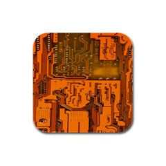 Circuit Board Pattern Rubber Square Coaster (4 Pack)  by BangZart