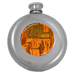 Circuit Board Pattern Round Hip Flask (5 Oz) by BangZart