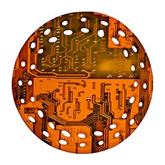 Circuit Board Pattern Round Filigree Ornament (two Sides) by BangZart