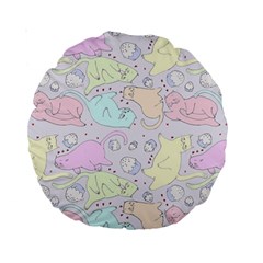 Cat Animal Pet Pattern Standard 15  Premium Round Cushions