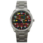 Bohemian Patterns Tribal Sport Metal Watch Front