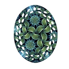 Blue Lotus Oval Filigree Ornament (two Sides) by BangZart