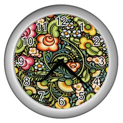Bohemia Floral Pattern Wall Clocks (silver)  by BangZart