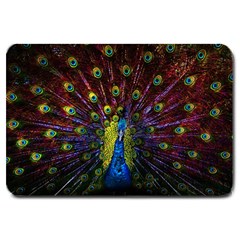 Beautiful Peacock Feather Large Doormat  by BangZart