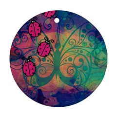 Background Colorful Bugs Round Ornament (two Sides) by BangZart