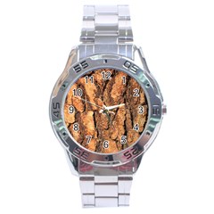 Bark Texture Wood Large Rough Red Wood Outside California Stainless Steel Analogue Watch by BangZart