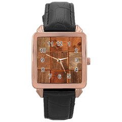 Barnwood Unfinished Rose Gold Leather Watch  by BangZart