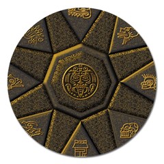 Aztec Runes Magnet 5  (round) by BangZart