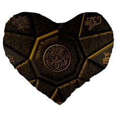 Aztec Runes Large 19  Premium Flano Heart Shape Cushions by BangZart