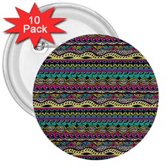 Aztec Pattern Cool Colors 3  Buttons (10 Pack)  by BangZart