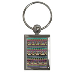 Aztec Pattern Cool Colors Key Chains (rectangle)  by BangZart