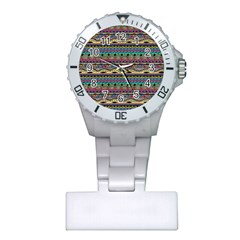 Aztec Pattern Cool Colors Plastic Nurses Watch