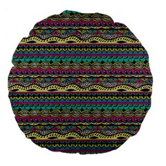 Aztec Pattern Cool Colors Large 18  Premium Flano Round Cushions