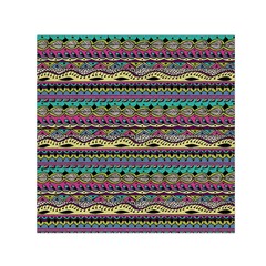 Aztec Pattern Cool Colors Small Satin Scarf (square)