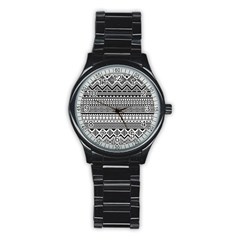 Aztec Pattern Design(1) Stainless Steel Round Watch
