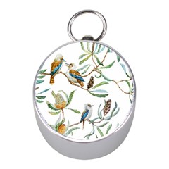 Australian Kookaburra Bird Pattern Mini Silver Compasses