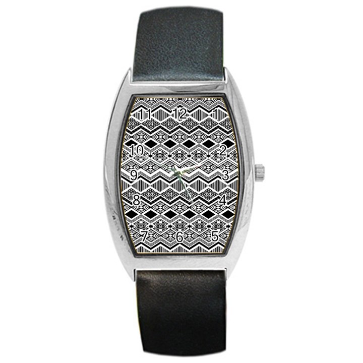 Aztec Design  Pattern Barrel Style Metal Watch