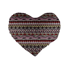 Aztec Pattern Art Standard 16  Premium Flano Heart Shape Cushions by BangZart