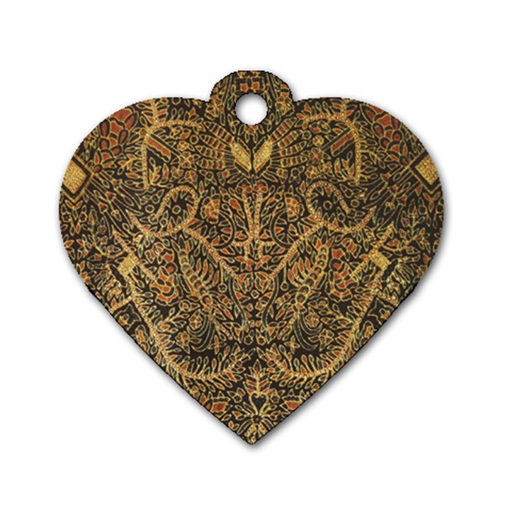 Art Indonesian Batik Dog Tag Heart (Two Sides)