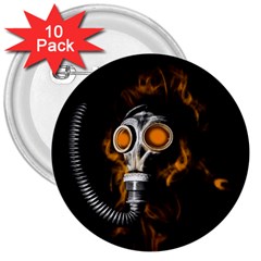 Gas Mask 3  Buttons (10 Pack)  by Valentinaart