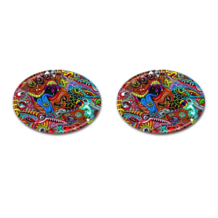 Art Color Dark Detail Monsters Psychedelic Cufflinks (Oval)