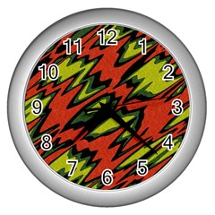 Distorted Shapes                           Wall Clock (silver) by LalyLauraFLM