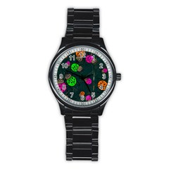 Abstract Bug Insect Pattern Stainless Steel Round Watch