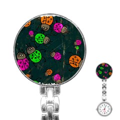 Abstract Bug Insect Pattern Stainless Steel Nurses Watch