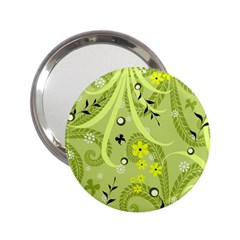 Flowers On A Green Background                            2 25  Handbag Mirror by LalyLauraFLM