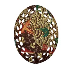Art Traditional Flower  Batik Pattern Oval Filigree Ornament (two Sides) by BangZart