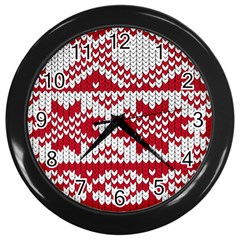 Crimson Knitting Pattern Background Vector Wall Clocks (black) by BangZart