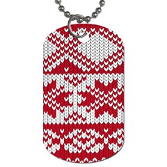 Crimson Knitting Pattern Background Vector Dog Tag (one Side) by BangZart