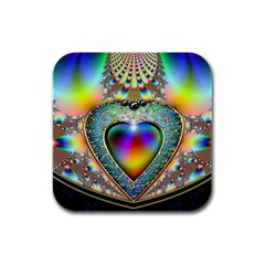 Rainbow Fractal Rubber Square Coaster (4 Pack) 