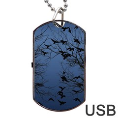 Crow Flock  Dog Tag Usb Flash (two Sides) by Valentinaart