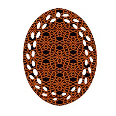 Triangle Knot Orange And Black Fabric Ornament (oval Filigree) by BangZart