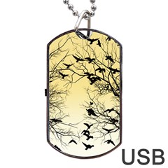 Crow Flock  Dog Tag Usb Flash (two Sides) by Valentinaart