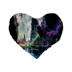 Fantastic World Fantasy Painting Standard 16  Premium Heart Shape Cushions