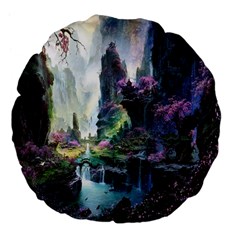 Fantastic World Fantasy Painting Large 18  Premium Flano Round Cushions