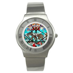 Elephant Stained Glass Stainless Steel Watch by BangZart