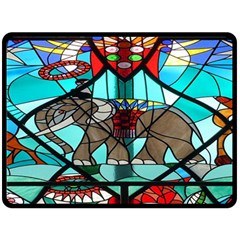 Elephant Stained Glass Double Sided Fleece Blanket (large) 