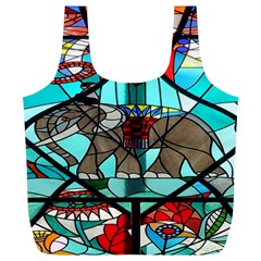 Elephant Stained Glass Full Print Recycle Bags (l) 