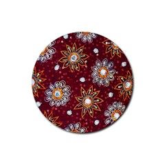 India Traditional Fabric Rubber Round Coaster (4 Pack)  by BangZart