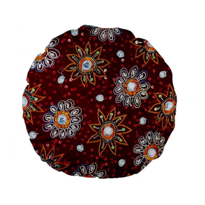 India Traditional Fabric Standard 15  Premium Flano Round Cushions