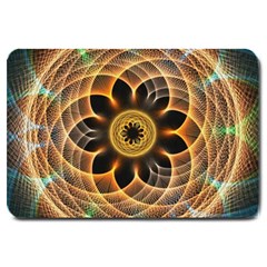 Mixed Chaos Flower Colorful Fractal Large Doormat  by BangZart