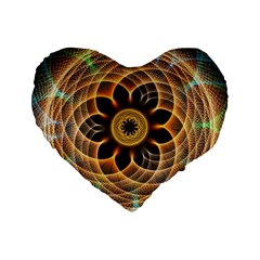 Mixed Chaos Flower Colorful Fractal Standard 16  Premium Flano Heart Shape Cushions