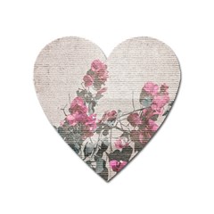 Shabby Chic Style Floral Photo Heart Magnet